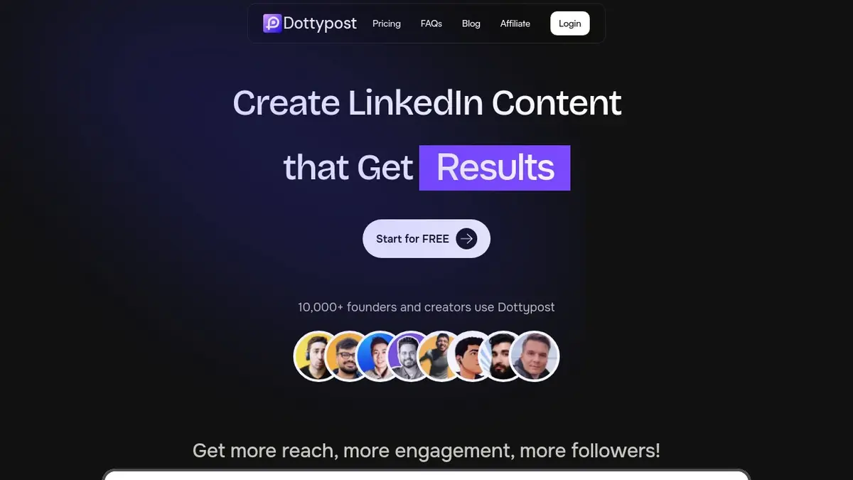 Dottypost homepage screenshot