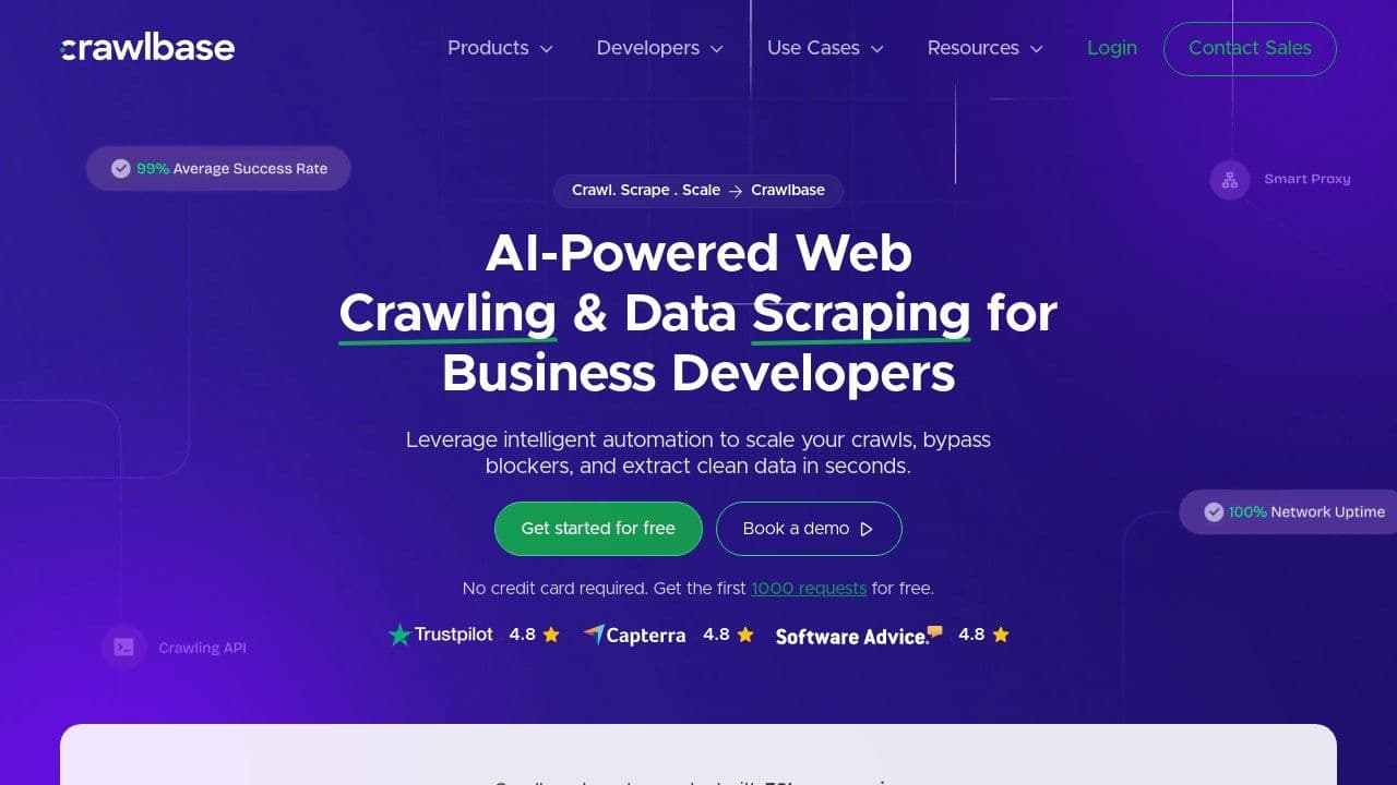 Crawlbase homepage screenshot